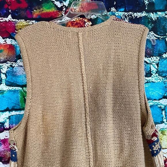 Vintage 1995 Eagle's Eye Sport Sweater Vest Size Medium Neutral Boho - Picture 9 of 9